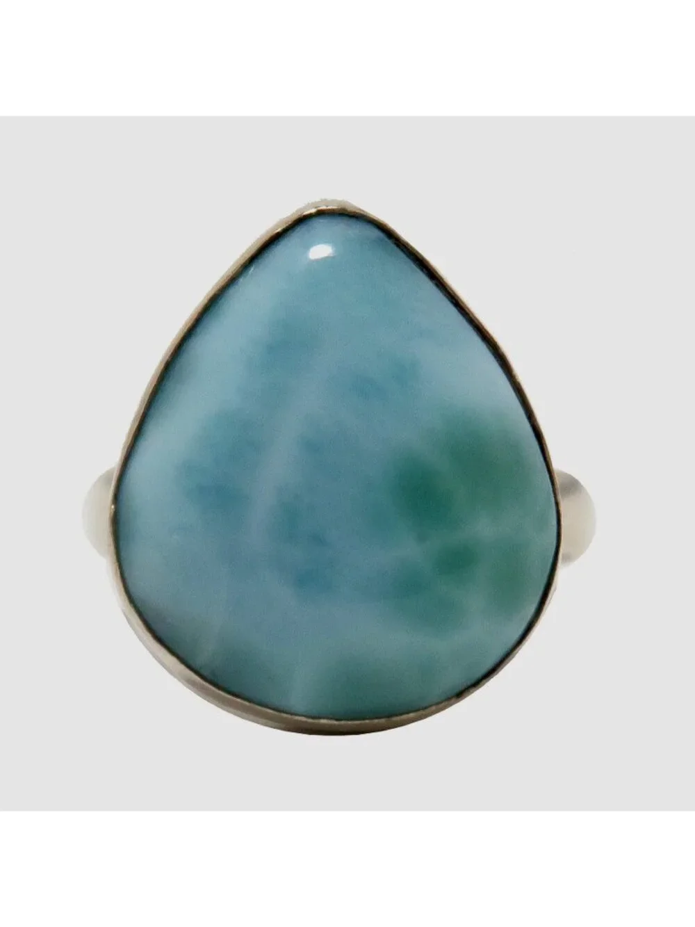 Larimar Ring My Dreams Blue Statement Gem Sterling Silver Size 8.75 Boho Jewelry